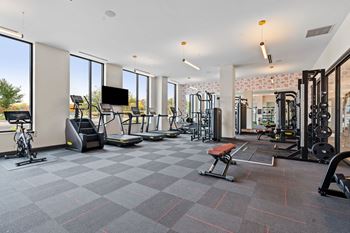 the gym at the flats at big tex apartments